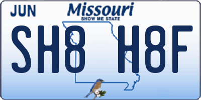 MO license plate SH8H8F