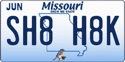 MO license plate SH8H8K