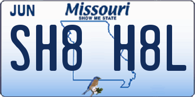 MO license plate SH8H8L