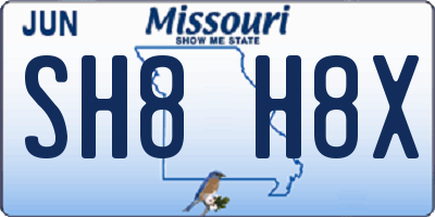 MO license plate SH8H8X