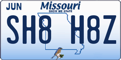 MO license plate SH8H8Z