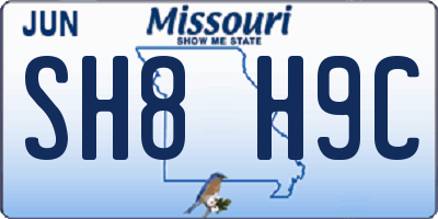 MO license plate SH8H9C