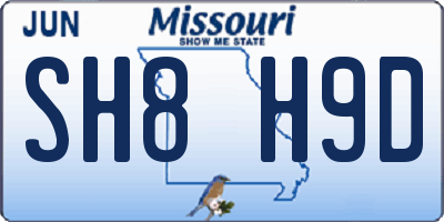 MO license plate SH8H9D
