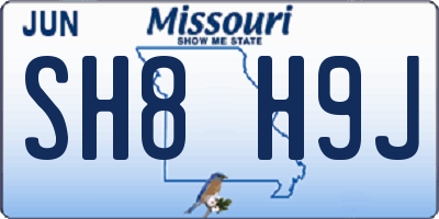 MO license plate SH8H9J