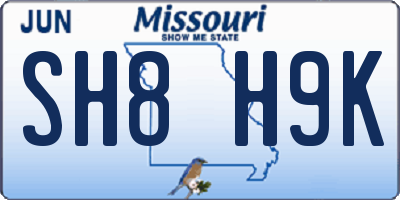MO license plate SH8H9K