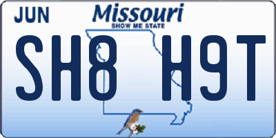 MO license plate SH8H9T