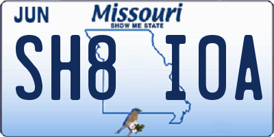 MO license plate SH8I0A