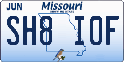 MO license plate SH8I0F