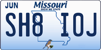 MO license plate SH8I0J