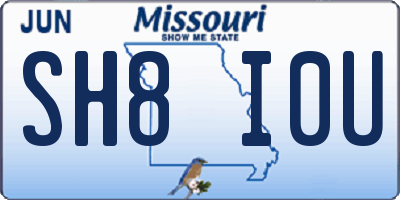 MO license plate SH8I0U