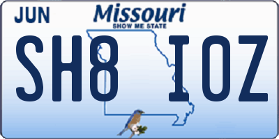 MO license plate SH8I0Z