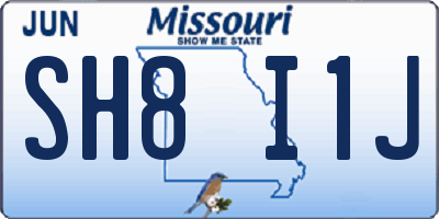 MO license plate SH8I1J
