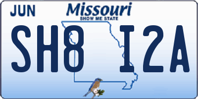 MO license plate SH8I2A