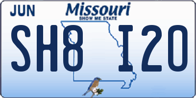 MO license plate SH8I2O