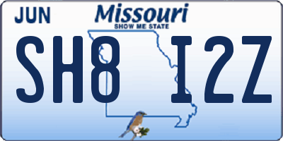 MO license plate SH8I2Z