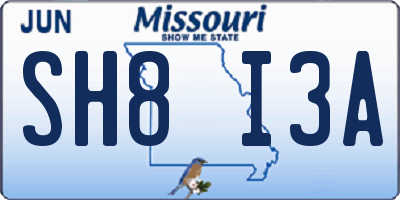 MO license plate SH8I3A