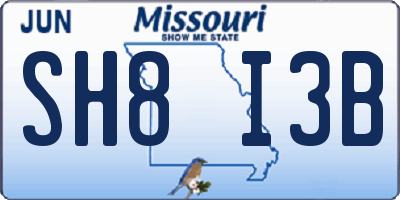 MO license plate SH8I3B
