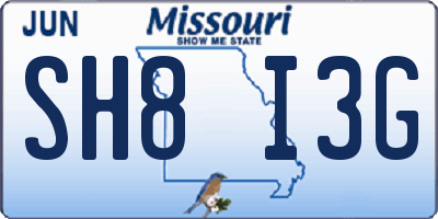 MO license plate SH8I3G