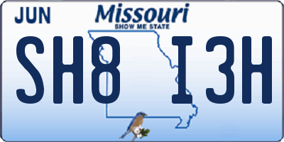 MO license plate SH8I3H