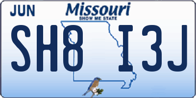 MO license plate SH8I3J