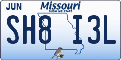 MO license plate SH8I3L