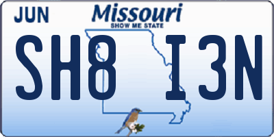 MO license plate SH8I3N