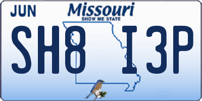 MO license plate SH8I3P