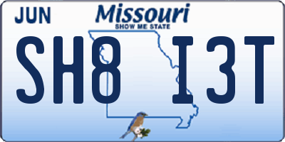 MO license plate SH8I3T