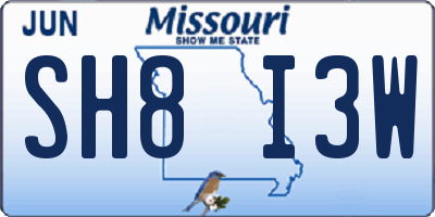MO license plate SH8I3W