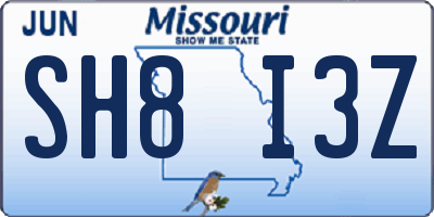 MO license plate SH8I3Z