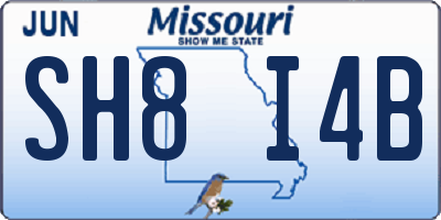 MO license plate SH8I4B