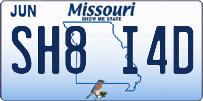 MO license plate SH8I4D