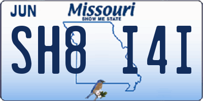 MO license plate SH8I4I