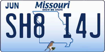 MO license plate SH8I4J