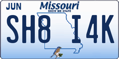 MO license plate SH8I4K