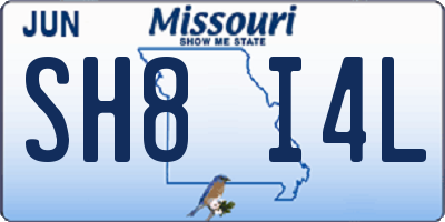 MO license plate SH8I4L