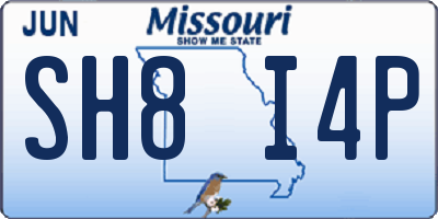 MO license plate SH8I4P