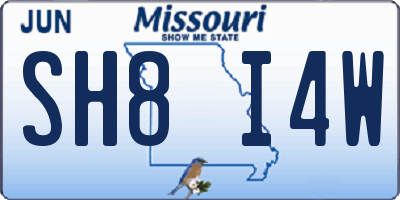 MO license plate SH8I4W