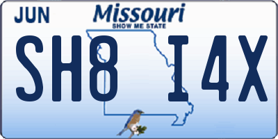 MO license plate SH8I4X