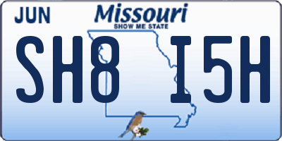 MO license plate SH8I5H