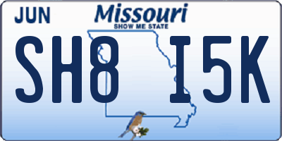 MO license plate SH8I5K