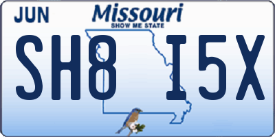 MO license plate SH8I5X