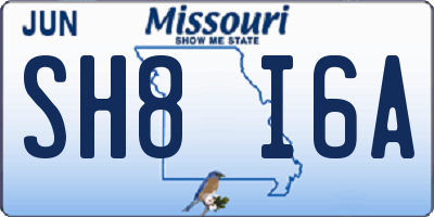 MO license plate SH8I6A