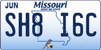 MO license plate SH8I6C