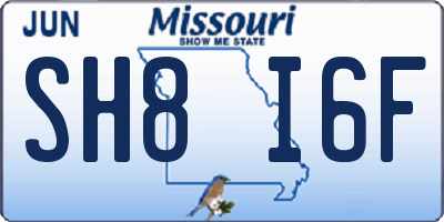 MO license plate SH8I6F