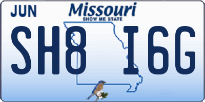 MO license plate SH8I6G