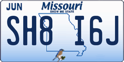 MO license plate SH8I6J