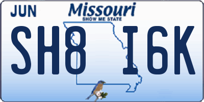 MO license plate SH8I6K