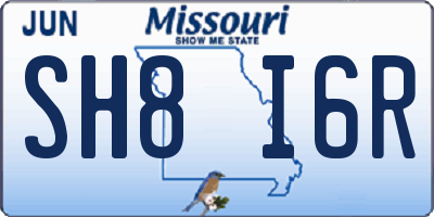 MO license plate SH8I6R