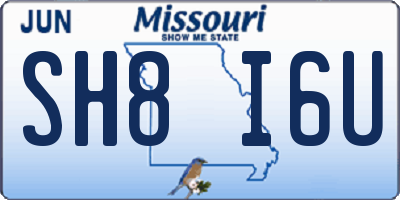 MO license plate SH8I6U
